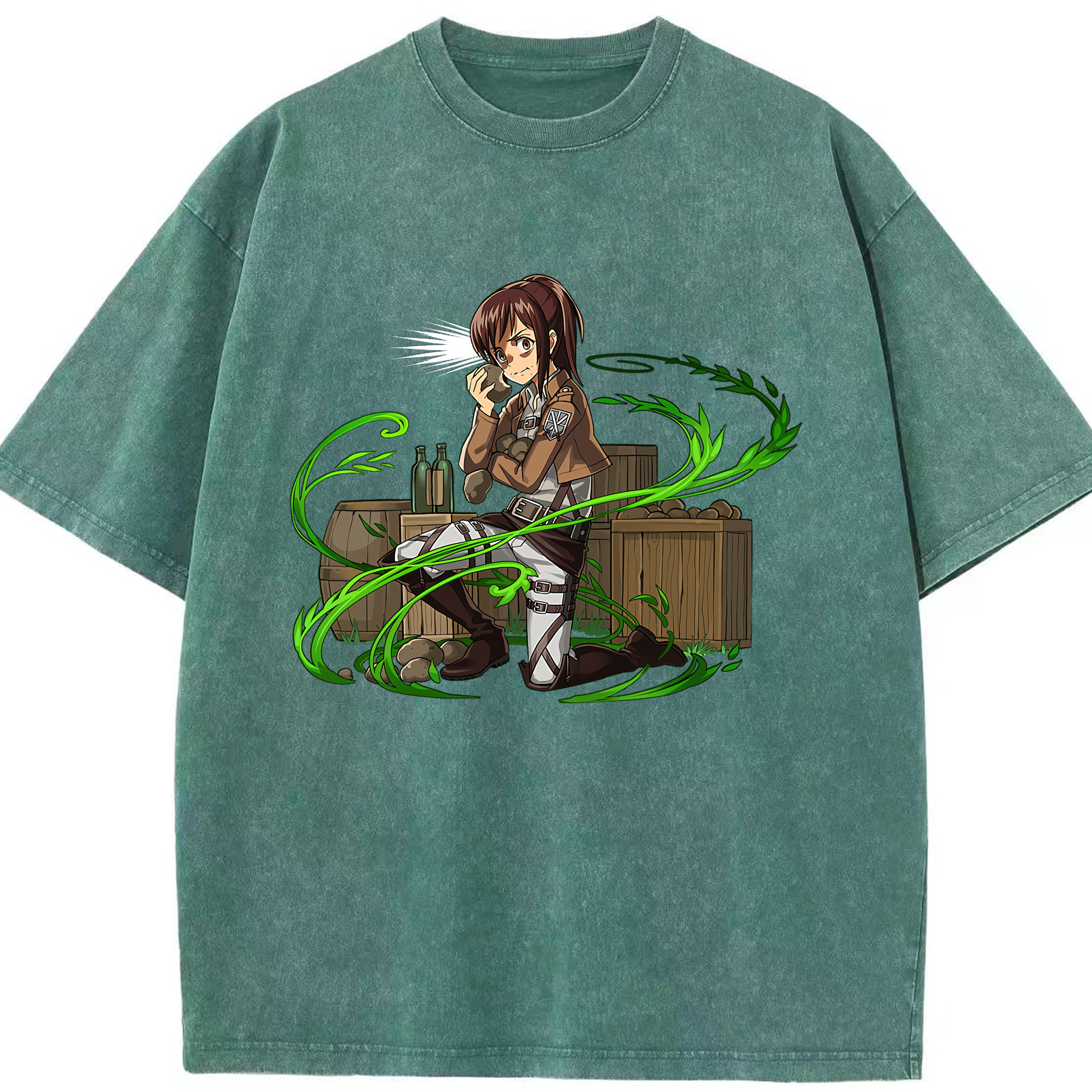 （画像用） 進撃の巨人 サシャ·ブラウス Attack on Titan Sasha Blaus 綿100% ヴィンテージ風 半袖Tシャツ（フロントプリント）
